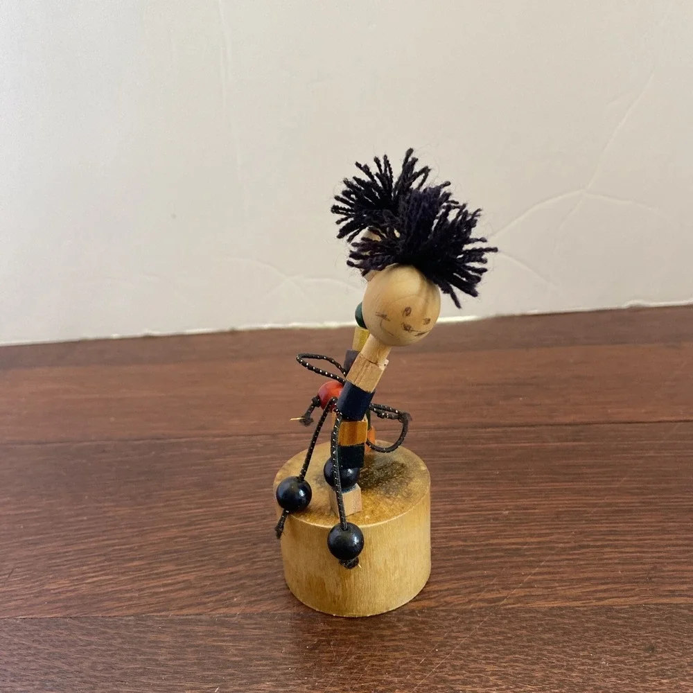 Vintage Wooden Painted Push Button Moving Dancing  Figurine 4